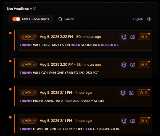 Live Headlines with alerts on